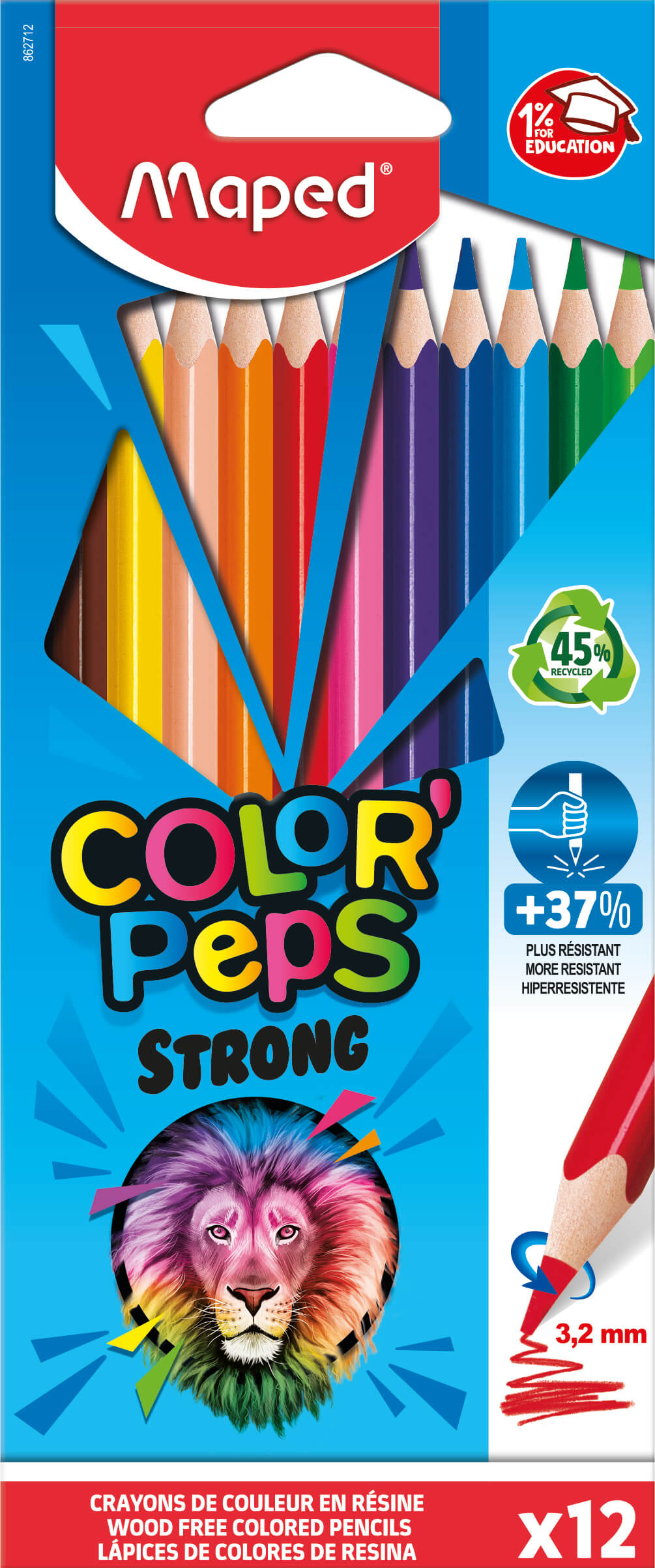 Colour Pencils Color'peps Ultra Resistant Strong X 12 MAPED 862712